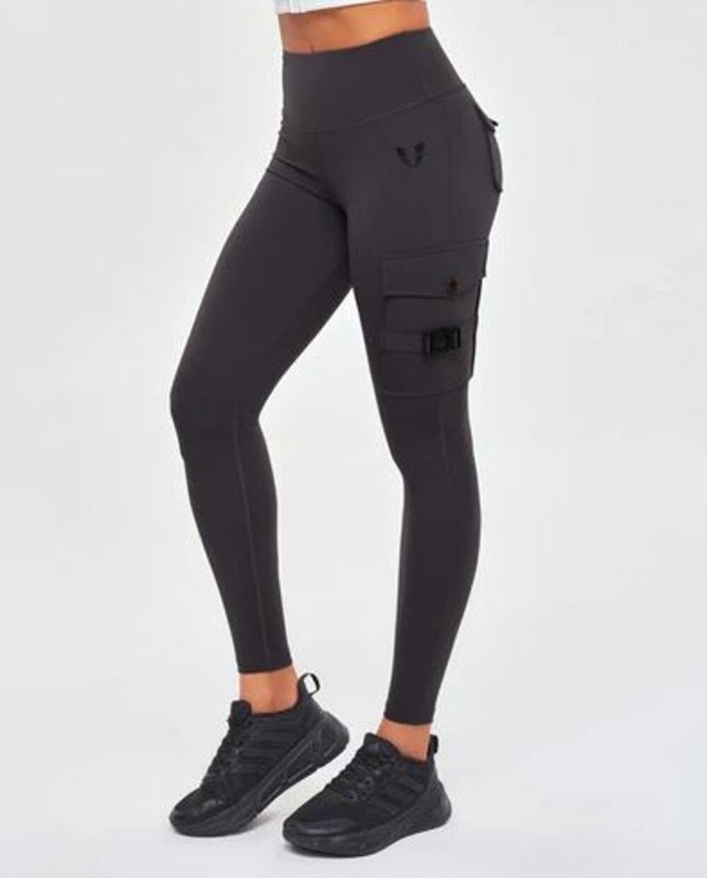 NWT Firm Abs Womens Gray High Waisted Tactical Cargo Ruched Leggings Size XS